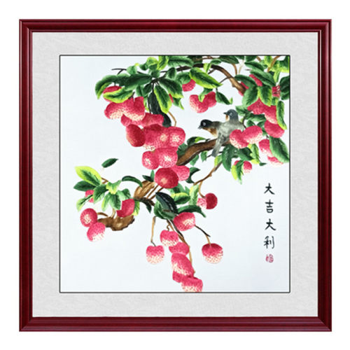 苏绣成品刺绣精品荷花鱼真丝刺绣挂画客厅三联画富贵有余刺绣画