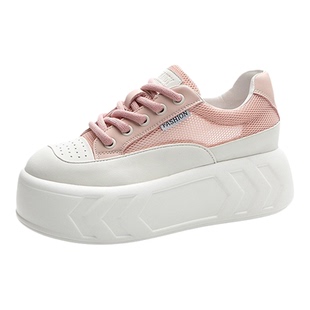 卡迪高2026春季新款小白鞋女皮面厚底内增高休闲百搭显脚小松糕鞋