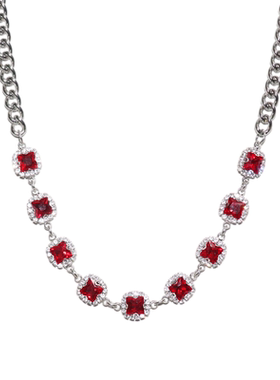 chuan欧美ins黑色宝石女男项链