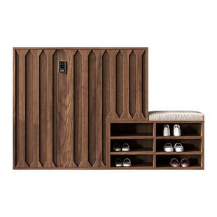 中古高端入户鞋柜储物柜一体门外走廊带密码锁换鞋凳实木玄关定制