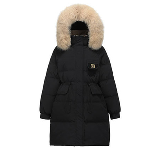 加肥特大码羽绒服女200斤胖mm中长款撞色大毛领孕妇保暖新款外套