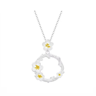 弗风树s999银梅报喜连理枝平安扣新中式小巧清新精致感百搭项链