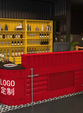 工业风吧台收银台餐厅多功能柜台酒吧台球俱乐部前台美式风格吧台