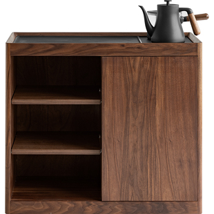 北美黑胡桃木实木茶桌侧边茶水柜烧水一体移动边几客厅边柜BJ43