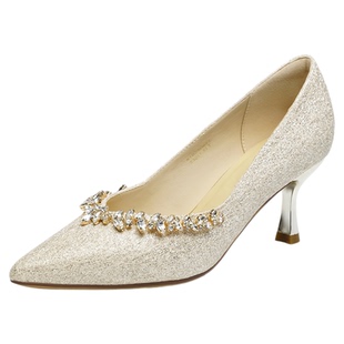 红蜻蜓香槟色主婚鞋高跟鞋女绝美女鞋旗袍鞋子婚纱照新娘订婚单鞋