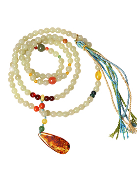 年末捡漏福利货不多天然和田玉青玉圆珠原创搭配款手链毛衣链女款