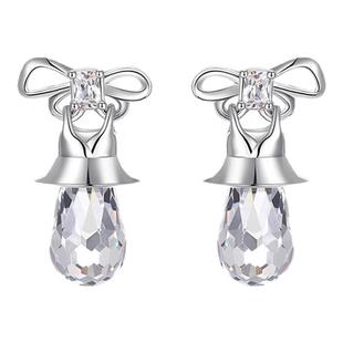 TOGGLER mini系列 迷你水晶蝴蝶结连衣裙镶钻银镀金耳环耳钉秋冬