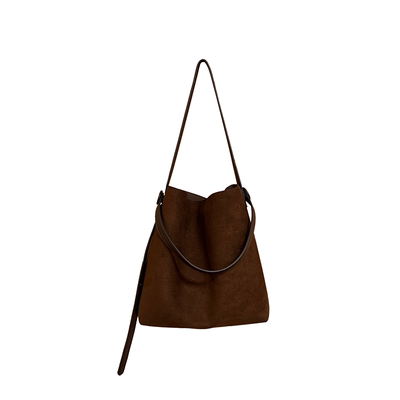 小脏柜 新款慵懒风通勤大容量复古绒面单肩斜挎托特水桶包子母包