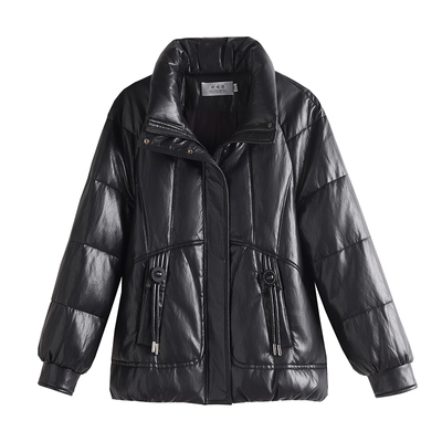 真皮羽绒服女2025冬季新款宽松立领绵羊皮小个子短款加厚皮衣外套