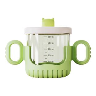 宝宝牛奶杯学饮杯1-2-3岁防喷吸管双柄儿童水杯喝奶米糊防摔300ml