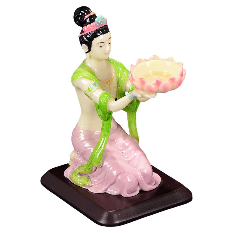 摆件烛台酥油灯座飞天仙女造型