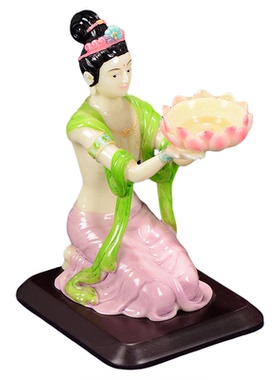摆件烛台酥油灯座飞天仙女造型