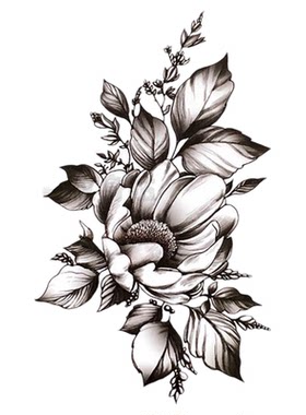 黑白手绘ins风纹身贴黑白素花