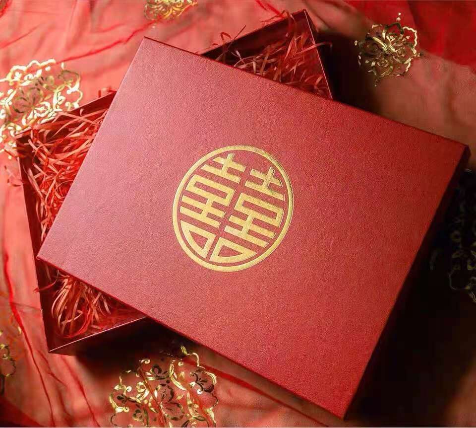 礼盒喜扇新娘团扇盒子送人礼品盒精致红色送礼扇子精美结婚长柄