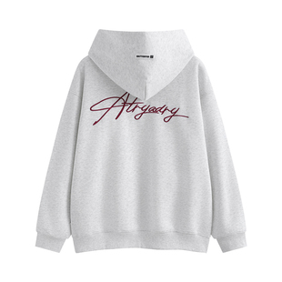 HTTAOSUP花体LOGO刺绣连帽卫衣秋季美式重磅高街男女长袖上衣帽衫