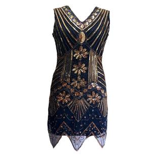 名媛气质盖茨比复古大码性感包臀礼服裙亮片高档连衣裙派对表演服