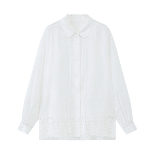 西町村屋韩系娃娃领衬衣2026春新款镂空刺绣都市感衬衫XHBA10196