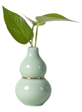 新中式陶瓷招财葫芦插花摆件