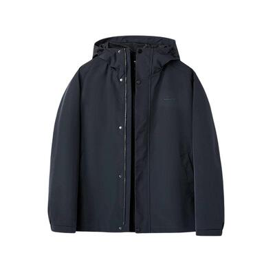 海澜之家梭织印花抽绳连帽夹克男