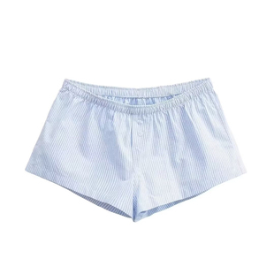 美式宽松低腰条纹休闲短裤女2026夏季百搭显瘦松紧腰居家阔腿热裤