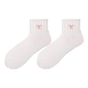 粉色卡通兔子袜子女中筒袜春夏款ins韩版日系可爱学院白色袜子