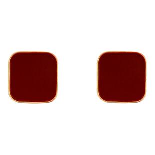 复古红色方形耳夹无耳洞轻奢高级感气质大气耳环秋冬时尚百搭耳饰