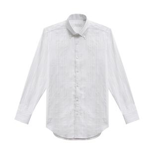 【肌理条纹】CULTUM长绒棉纽扣领休闲白衬衫男高级感长袖商务衬衣