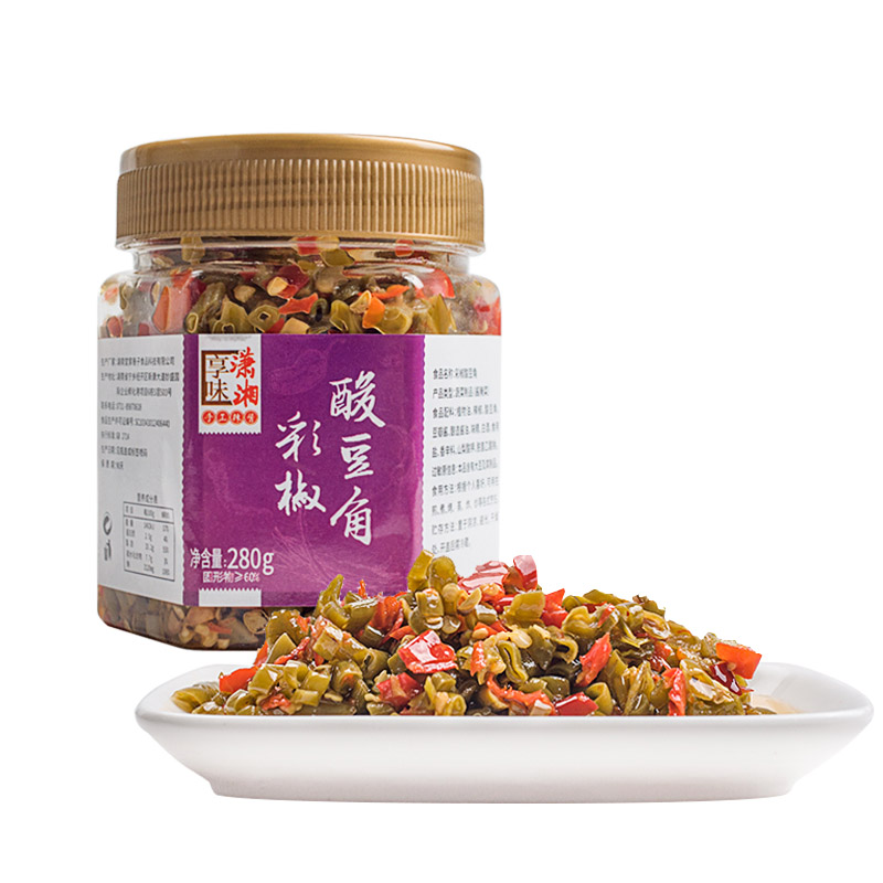 湖南特产瓶装酸豆角彩椒农家自制泡菜豇豆香辣开胃剁椒酱腌菜咸菜