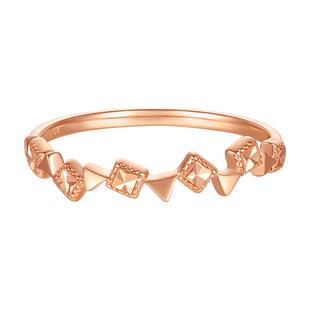 TSL谢瑞麟几何简约18K金戒指铆钉玫瑰金指环BE189