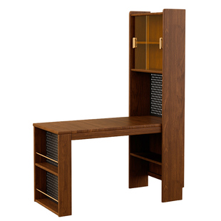 家逸洞洞板书桌书架一体桌子实木靠墙电脑桌办公桌卧室学习写字桌