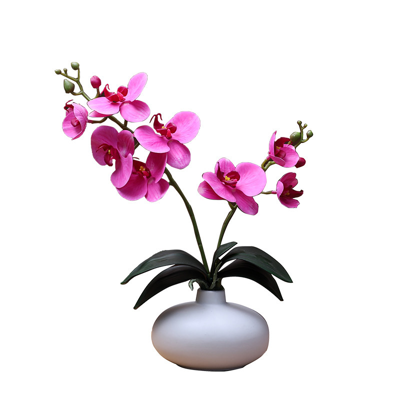 陶瓷花瓶仿真蝴蝶兰花套装假花家居餐桌电视柜茶几装饰花艺摆件