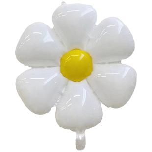 新款韩风ins小雏菊铝膜气球宝宝生日拍照道具白色花朵鸡蛋花气球