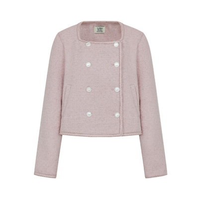 Letter from moon双排扣粗花呢短款外套女2025春季新款气质小香风