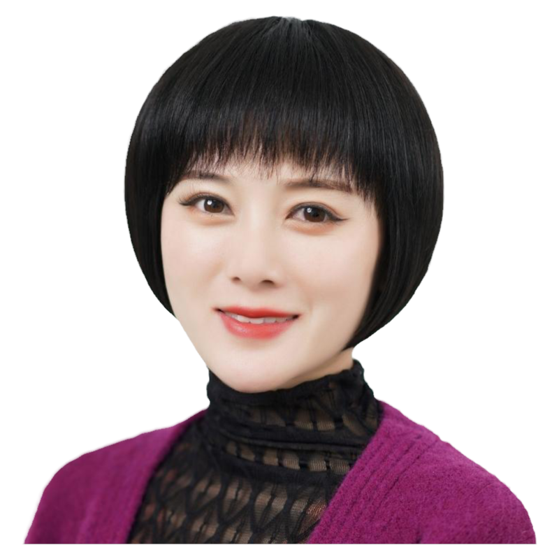 2024时尚新款假发女短发真发波波头圆脸发型薄款透气真头发全头套