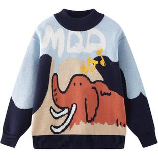 MQD童装男童毛衣秋冬款儿童半高领针织衫2025新款中大童上衣潮