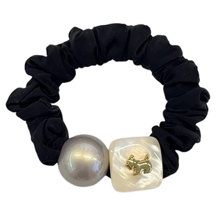 法式方块小狗圆珠发圈女洋气时尚高级感发绳高弹力不伤发头绳发饰