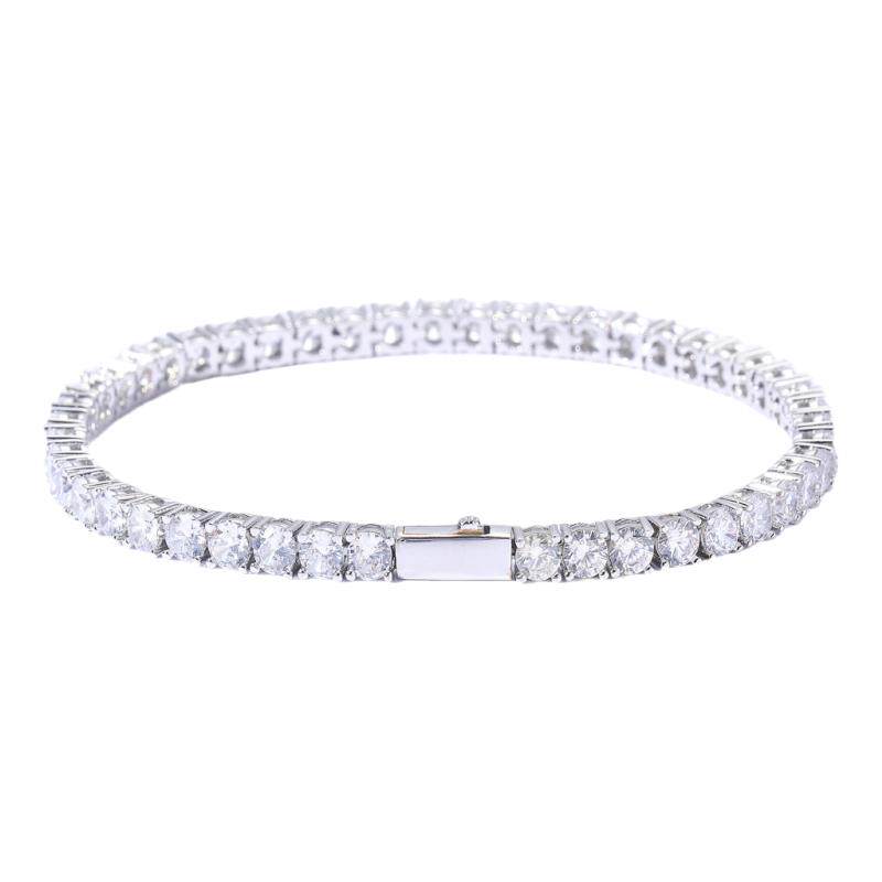 ICE BLING S925纯银男士镶钻手链锆石网球手链 欧美男女嘻哈饰品