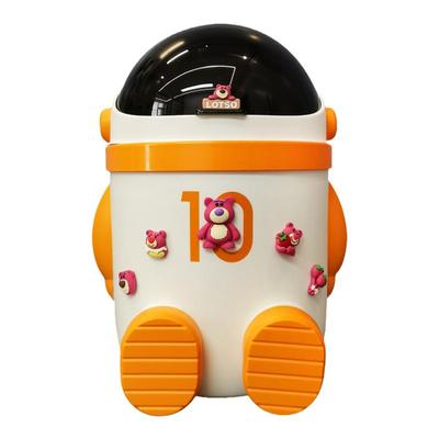 摇盖式圆桶形太空人造型垃圾桶