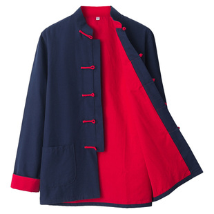 国潮唐装男青年潮牌中国风复古休闲中式服装男装纯棉双层外套上衣