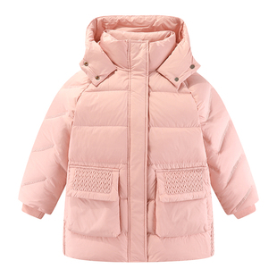 雪中飞儿童羽绒服女童2024冬季新款洋气拼接中大童装立领羽绒外套