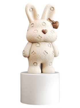 潮玩兔子摆件仿皮质纹理公仔