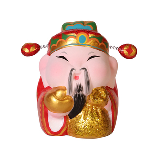 吉兔坊国潮非遗招财神仙系列泥彩塑创意财神仙翁桌面装饰小摆件