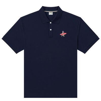 Hazzys哈吉斯男短袖T恤翻领POLO衫夏季时尚简约宽松刺绣休闲上衣