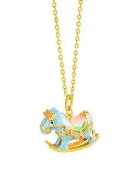 黄金色马上有钱摇摇木马项链