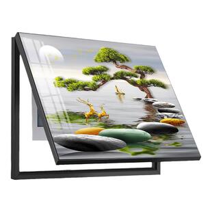 迎客松电表箱装饰画遮挡配电箱电闸箱挂画新中式免打孔开关箱壁画