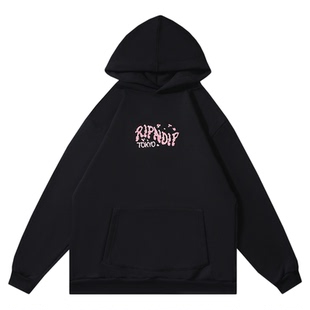 美国潮牌RIPNDIP中指猫简约卫衣恶搞风樱花卡通男女情侣加绒外套