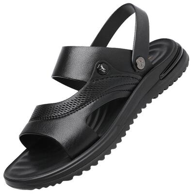 红蜻蜓夏季新款皮凉鞋男真皮牛皮