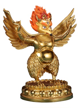 藏式纯铜镀金金翅鸟佛像7寸摆件