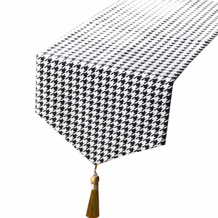 千鸟格轻奢桌旗北欧风格子桌布茶几桌垫ins网红餐桌中间桌布长条