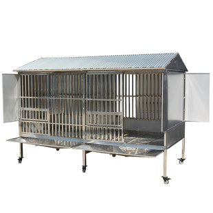 大牛304全方管不锈钢狗笼大型犬 户外防风防雨室外漏斗厕所子母笼